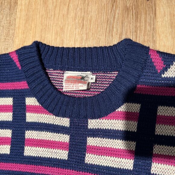 Vintage 1990's Men's SPYDER 100% Wool Active Boulder Ski Sweater Pullover Size M - Picture 6 of 16